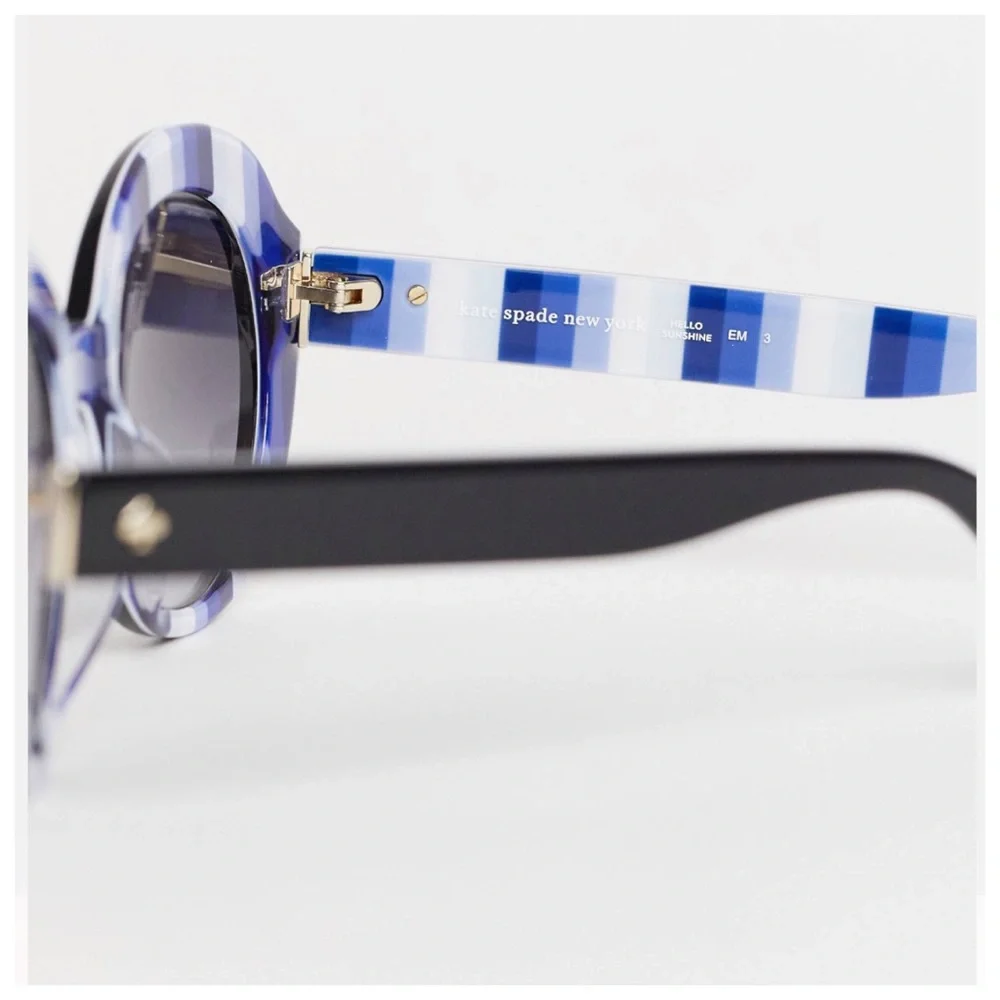 kate spade Black Sunglasses with Blue-Striped Temples